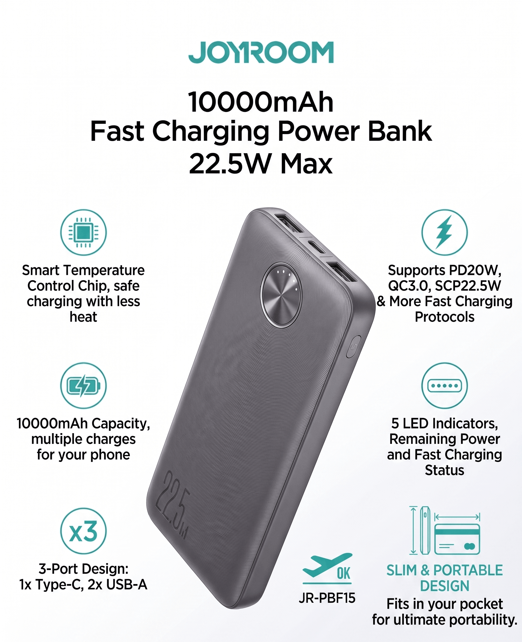 JOYROOM FAST CHARGING POWER BANK 10000mAh (JR-PBF15)
