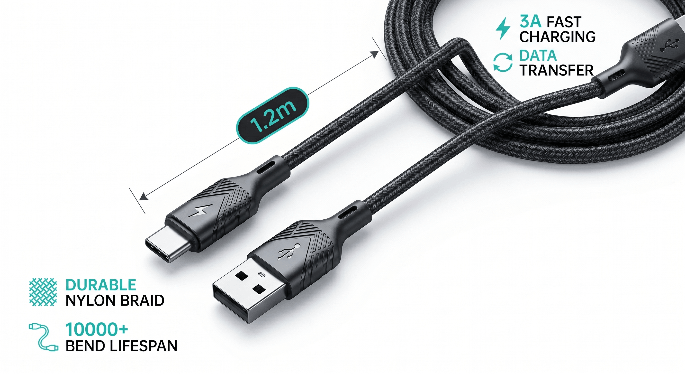 JOYROOM Fast Charging Data Cable USB-A to Type-C 1.2M (S-A25)