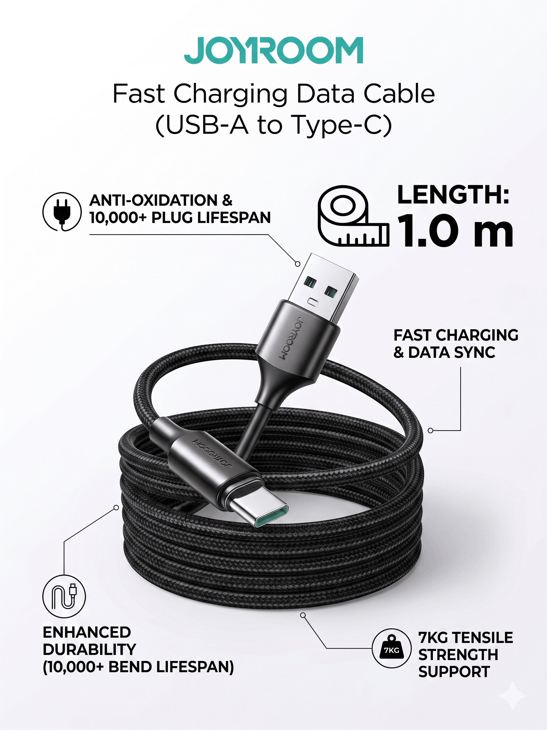 JOYROOM Fast Charging Data Cable USB-A to Type-C 1M 