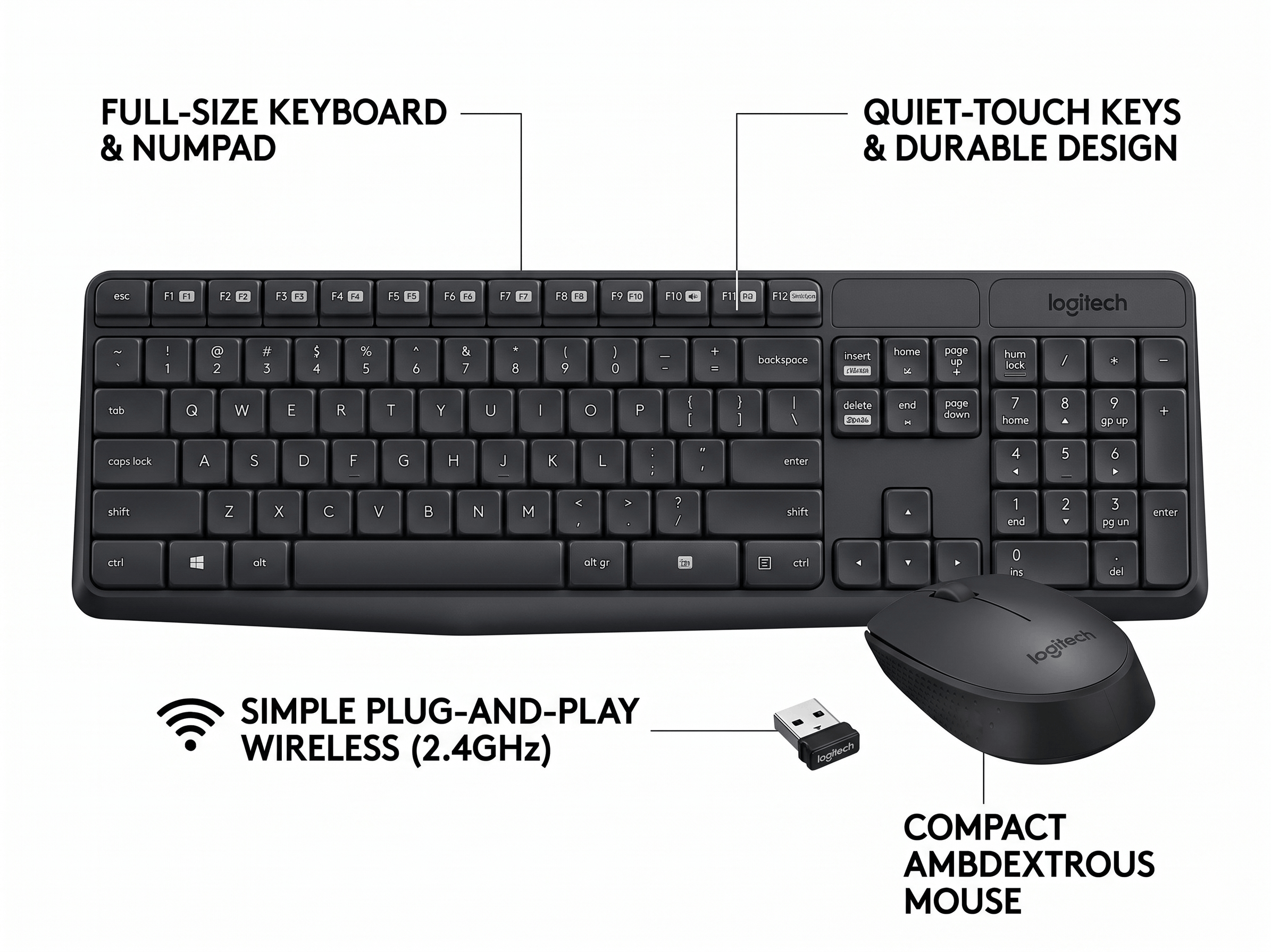 LOGITECH MK235 WIRELESS KEYBOARD AND MOUSE COMBO