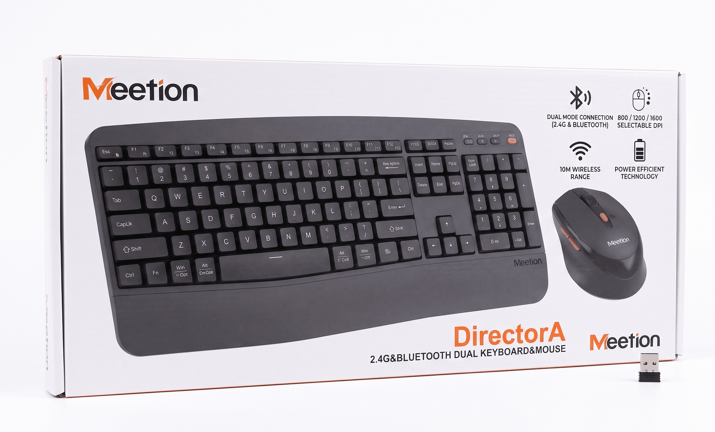 MEETION DIRECTOR A 2.4Ghz & BLUETOOTH DUAL ERGONOMIC KEYBOARD & MOUSE COMBO