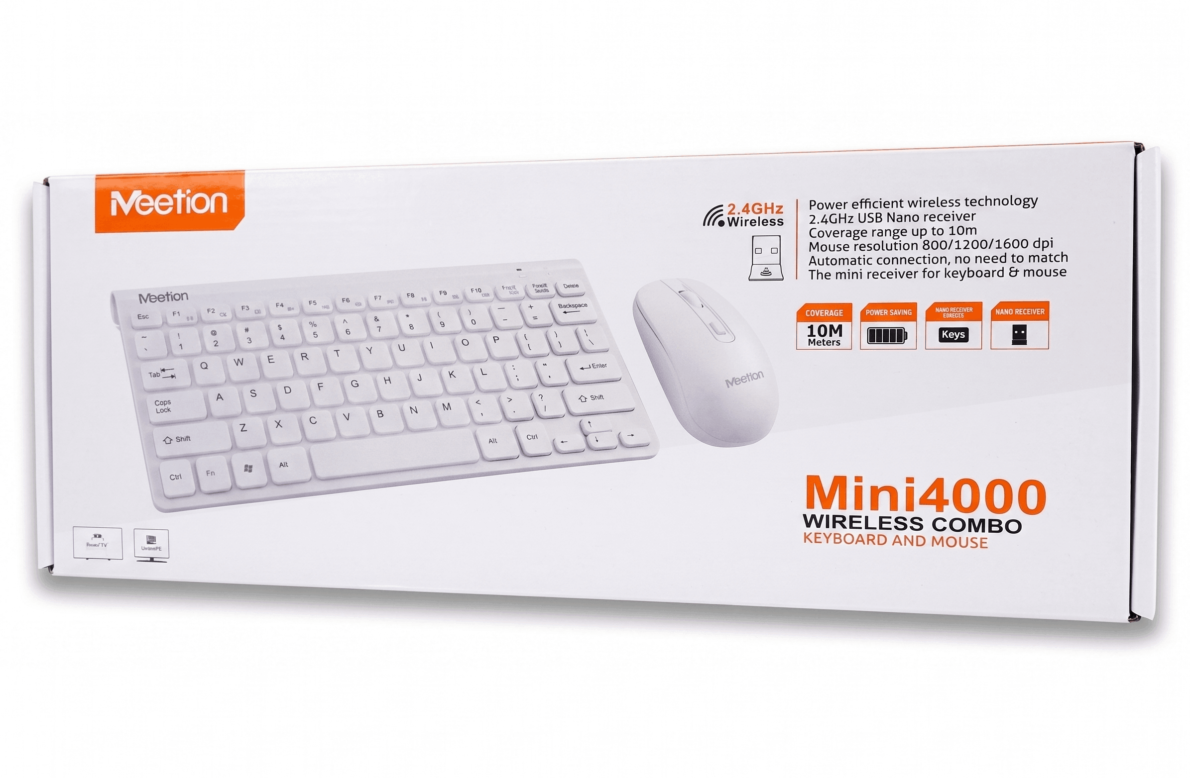 MEETION MINI4000 2.4GHz WIRELESS MOUSE & KEYBOARD COMBO-WHITE