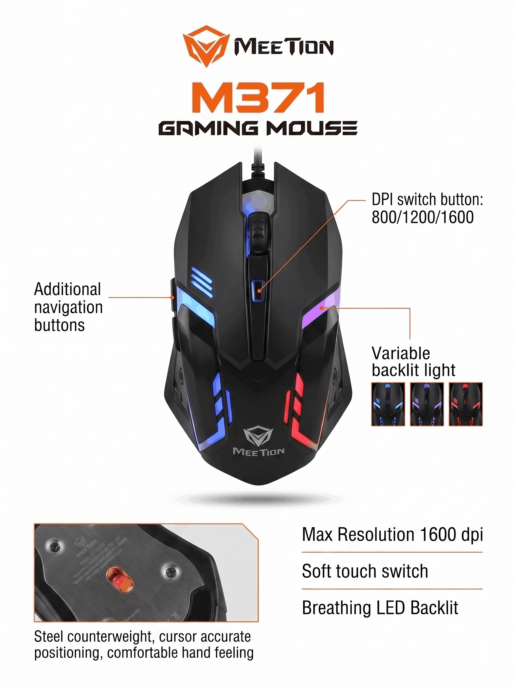 MEETION M371 BACKLIT GAMING MOUSE