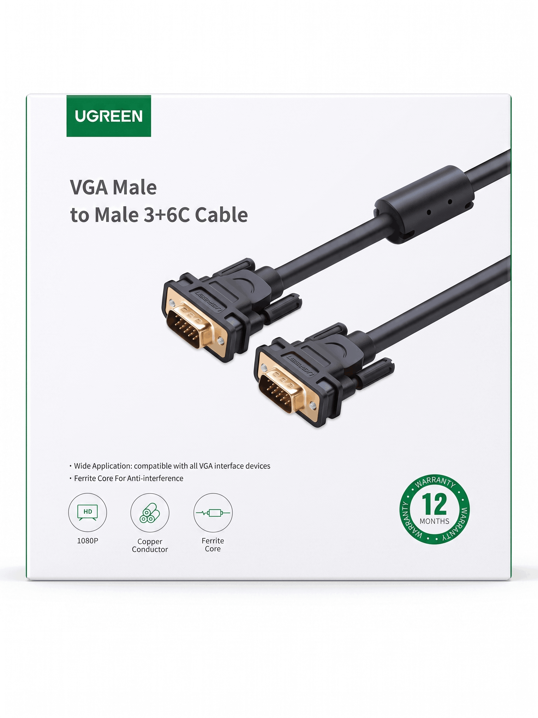 UGREEN VGA MALE TO MALE 3+6C CABLE 1.5M