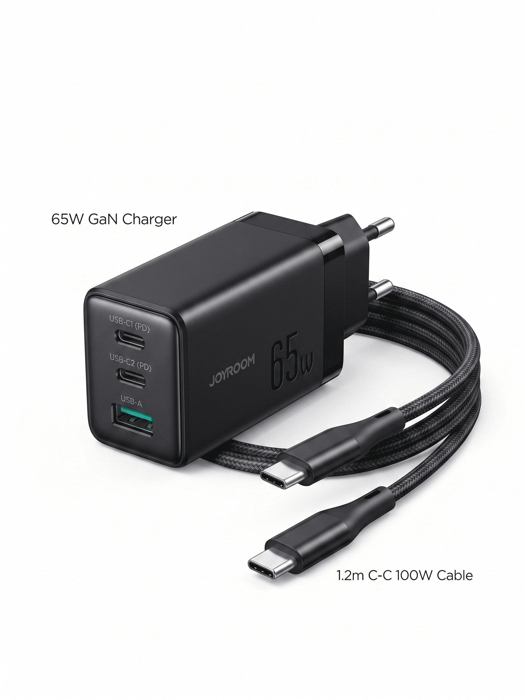 JOYROOM 65W Three-port GaN Charger with type-c-c cable